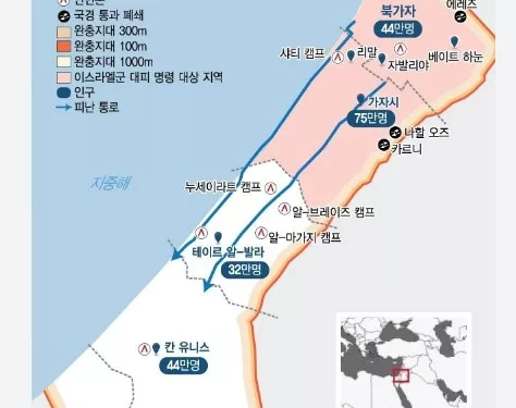 이스라엘, 가자 피난시간 재연장…”이곳은 안전” 경로 띄웠다