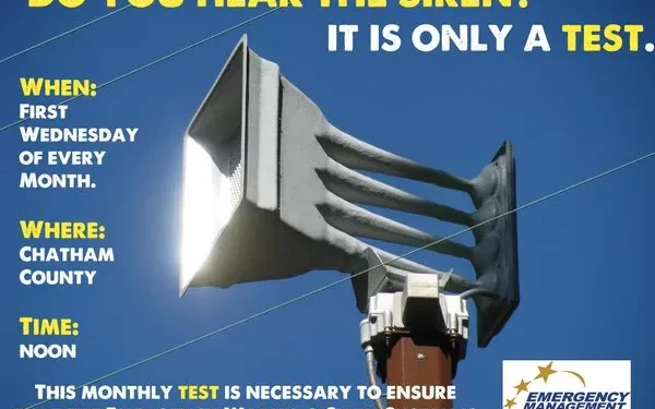 채텀카운티, 7월 3일 정오 비상 사이렌 테스트 실시