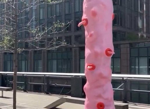 “남자 성기 아닌가?”…뉴욕 공원에 3m 핑크기둥 ‘누르면 콸콸’