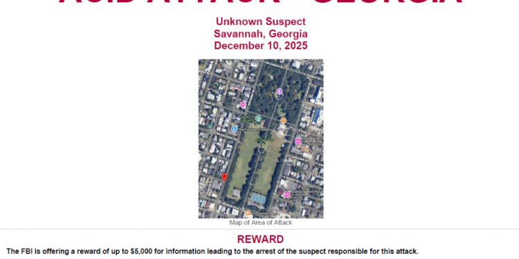 FBI, 사바나 염산 테러 사건 현상금 수배