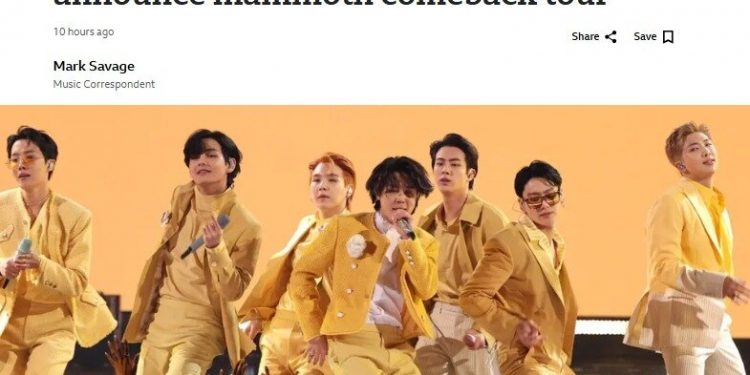 “BTS 컴백 투어로 1조5000억 벌어들일 것”-BBC