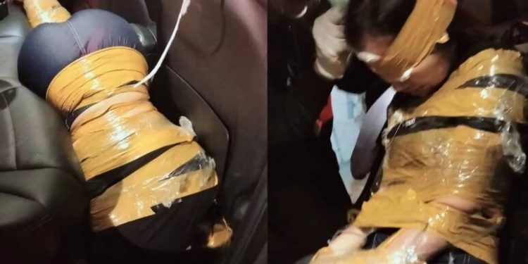 온몸 노란 테이프로 꽁꽁 묶인 여성…주택가 훼손된 벤츠 차량서 발견