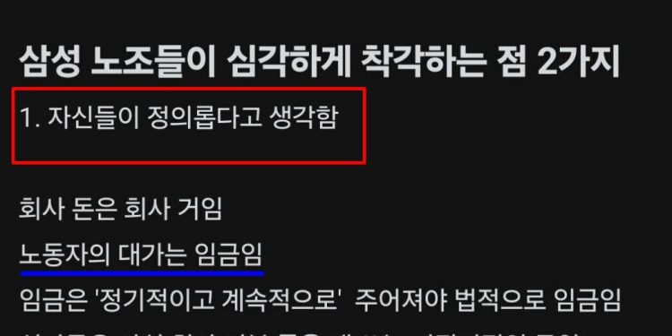 “떼거리로 뭉치면 다 정의냐”…삼전 직원의 노조 저격 글 블라인드 등장