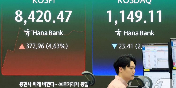 코스피, 8400선 돌파…’삼전닉스’ 급등에 레버리지도 20% 폭등