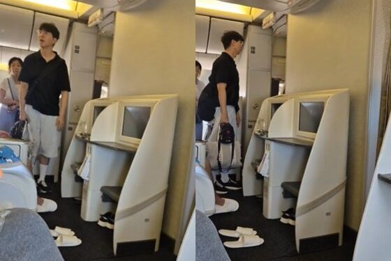 승객들에 연신 “죄송합니다”…박수홍, 출발 지연 논란 때 비행기 내부 영상 보니