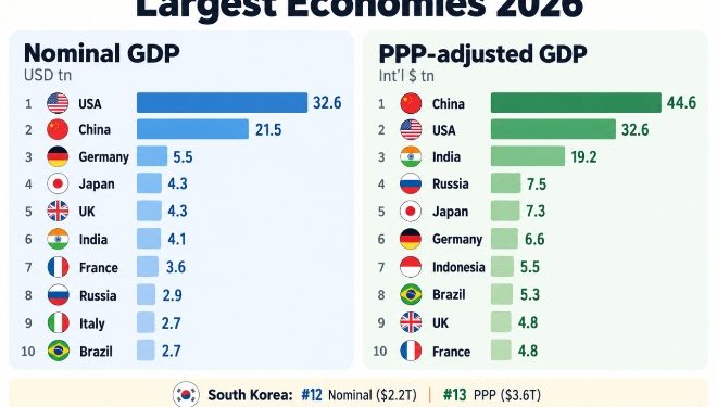 한국, 올해 경제 규모 세계 12위…구매력 기준은 13위